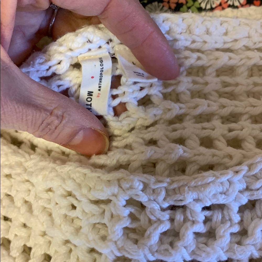Elegant Anthropologie X Moth Chatwin Cream Chunky Cable Knit Women's Sweater - Picture 6 of 13